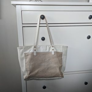Leather + Linen Fossil Tote